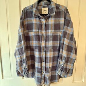 Aerie Blue Plaid Button Down Flannel Shirt